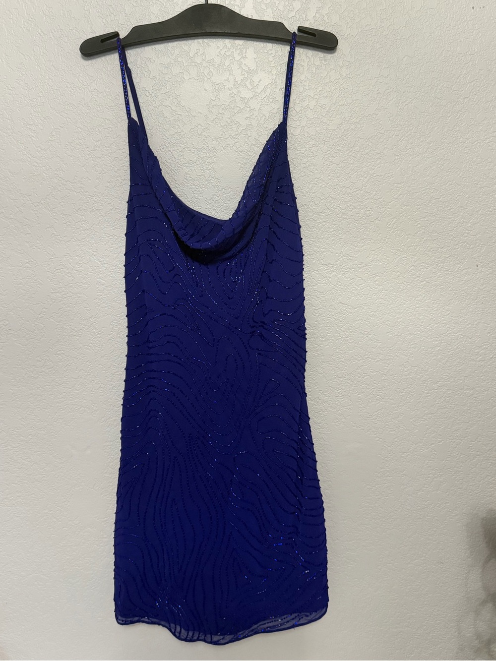 Rat & Boa Belina Blue Beaded Cowl Neck Low Back Mini Dress XS NWT - Picture 2 of 4